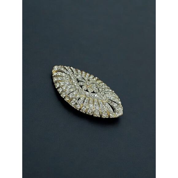 Antique Singer & Kantor Vintage 30s Art Deco Rhinestone Brooch LB Bell Marked - Picture 2 of 6